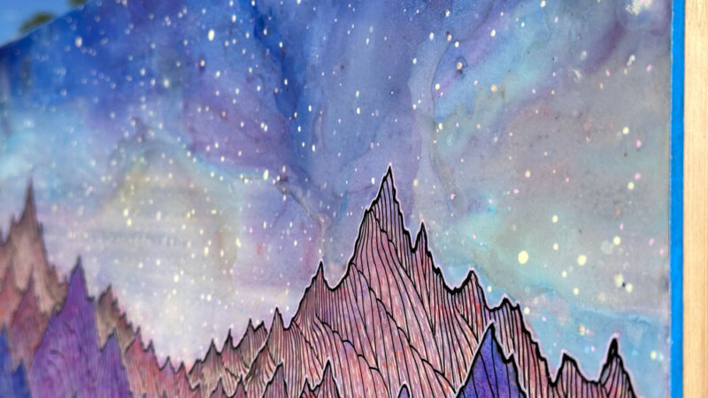 Lavender Mountain Night Sky Symphony