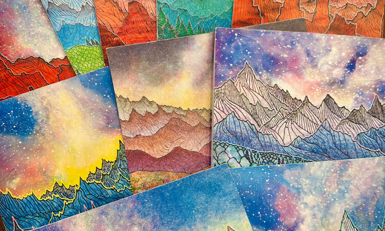 A Set of Folded Note Cards with Envelopes – 10 Unique Designs – Each 5.5″x4.25″